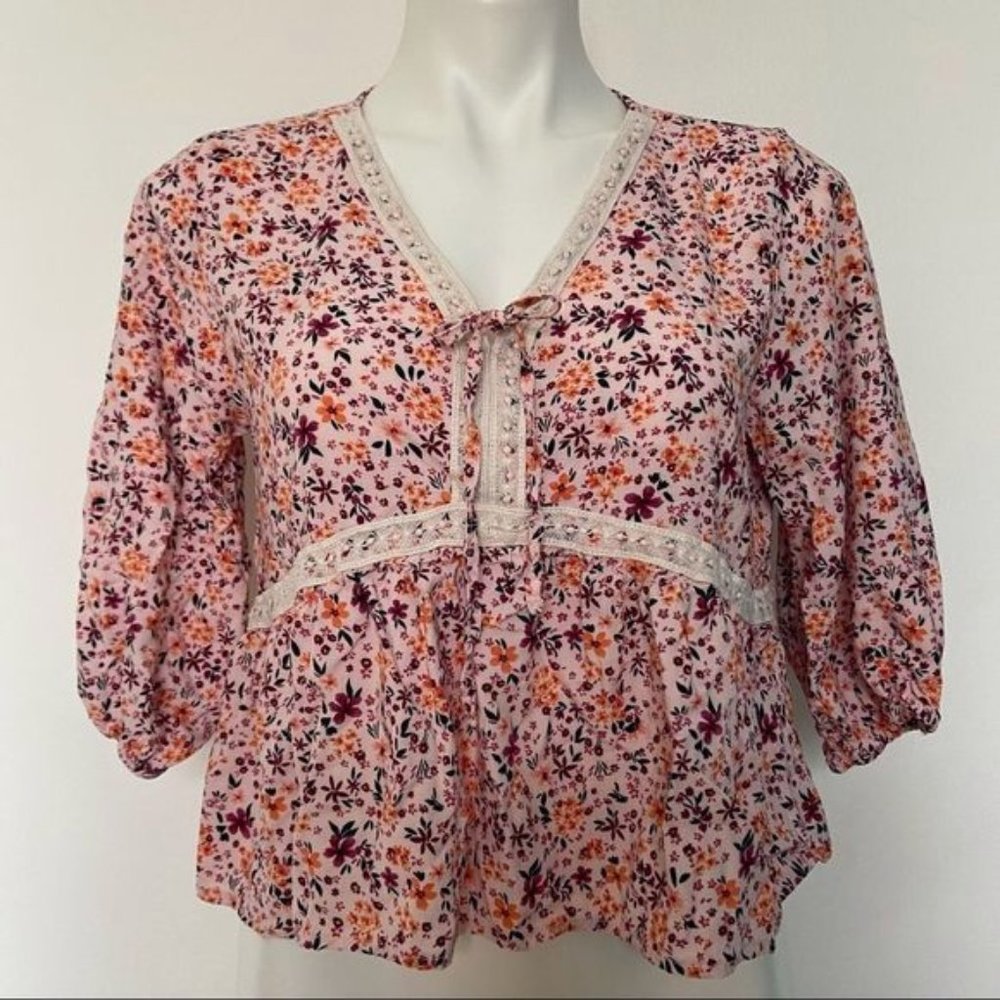 Cottage Core Boho Floral Crop Top